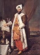 Aved, Jacques-Andre-Joseph Portrait of the Pasha Mehmed Said,Bey of Rovurelia,Ambassador of Sultan Mahmud i at Versailles oil painting on canvas